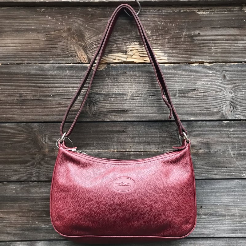 ロンシャン　バック　ポーチ　赤 LONGCHAMP/ロンシャン レザーショルダーポーチ 2000年前後 Made