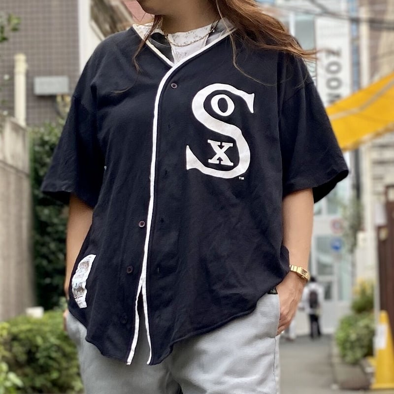 国産】 MLB XL シカゴ 1098 STITCHES ベースボールシャツ BBシャツ 