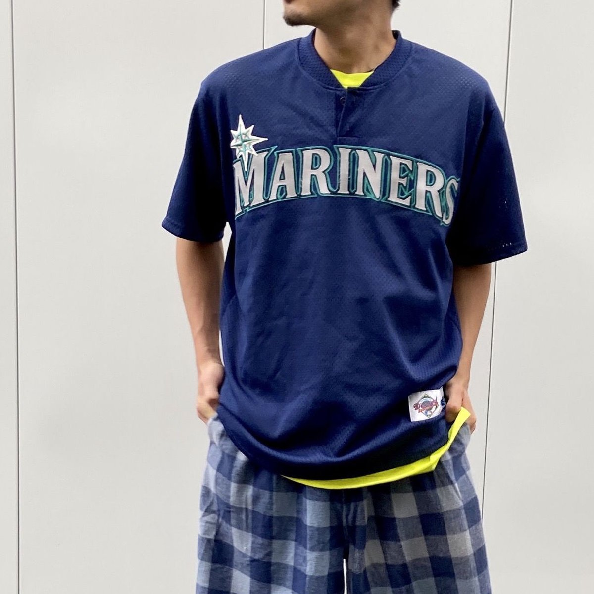 Majestic MARINERS/マジェスティック MLBマリナーズ メッシュベースボールシャツ 90年代 made In USA (USED)