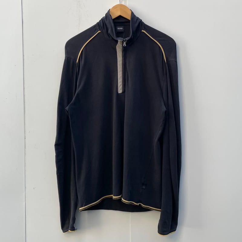 極美品　ヒューゴボス　HUGOBOSS ハーフジップニットブルゾン　ロゴ刺繍 極美品 ヒューゴボス HUGOBOSS ハーフジップニットブルゾン ロゴ