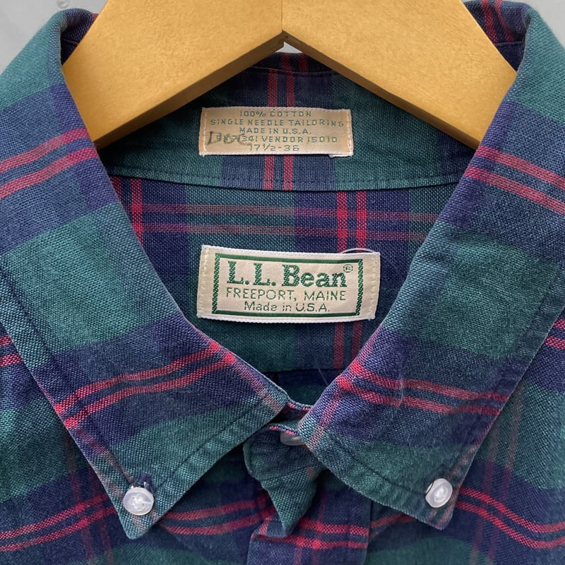 LLBeanの90sUSA製90s USA製 ■ エルエルビーン チェック 長袖 ボタンダウン フランネル