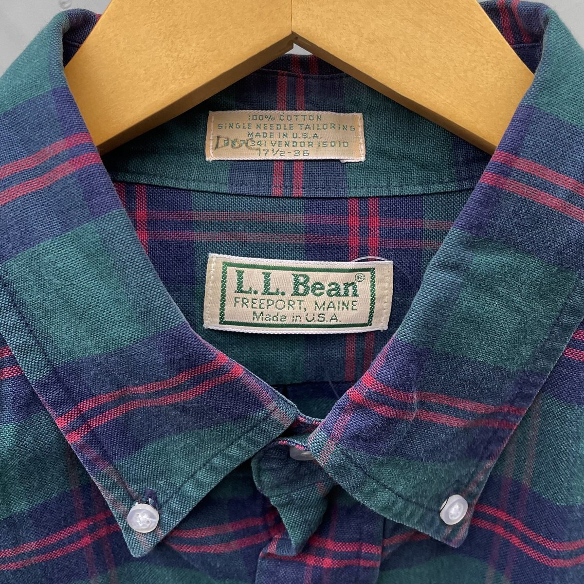 LL BEAN/エルエルビーン チェックボタンダウンシャツ 90年代 Made