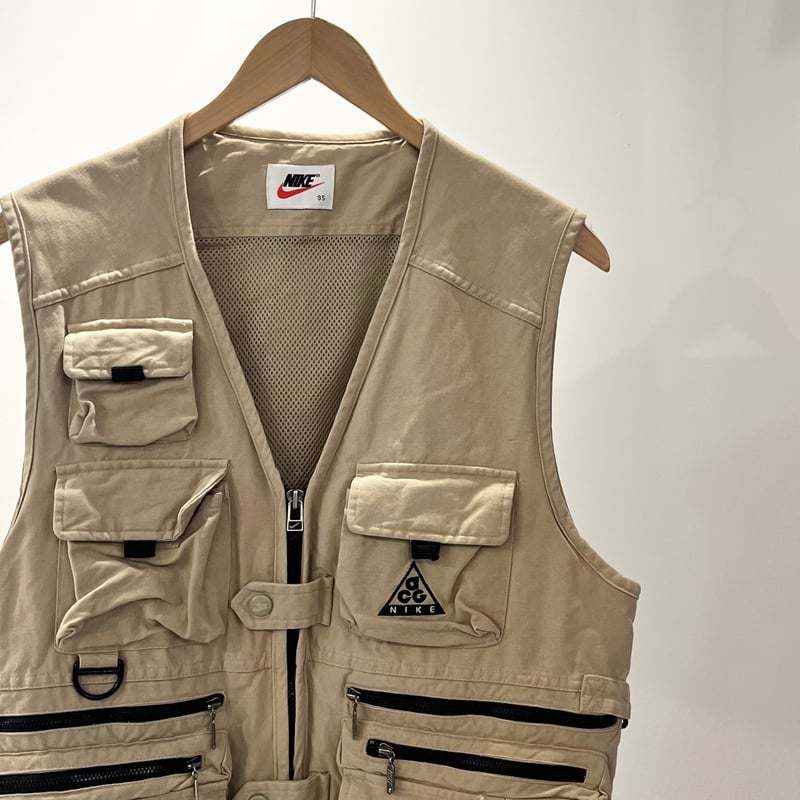 激レア 90s☆ナイキ ACG☆フィッシングベスト L〜XL☆ベージュ 古着