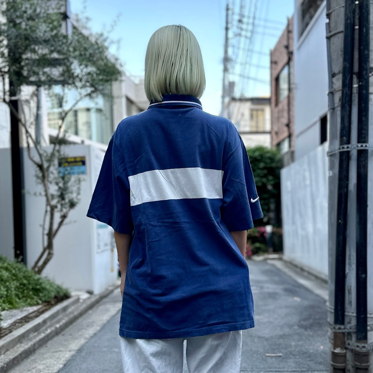 ◯NIKE TENNIS ポロシャツ 2009 モデル◯ 古着 90s NIKE NIKE センター テニス ロゴ パッチ バイカラー