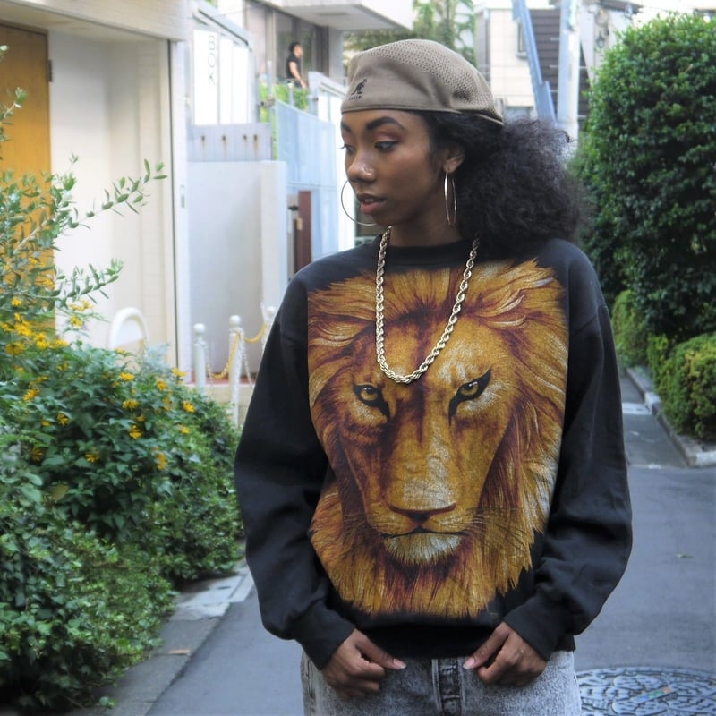 ReZARD XL 黒/イエロー スウェット LION/ライオン 顔プリント スウェット 90年代 (USED