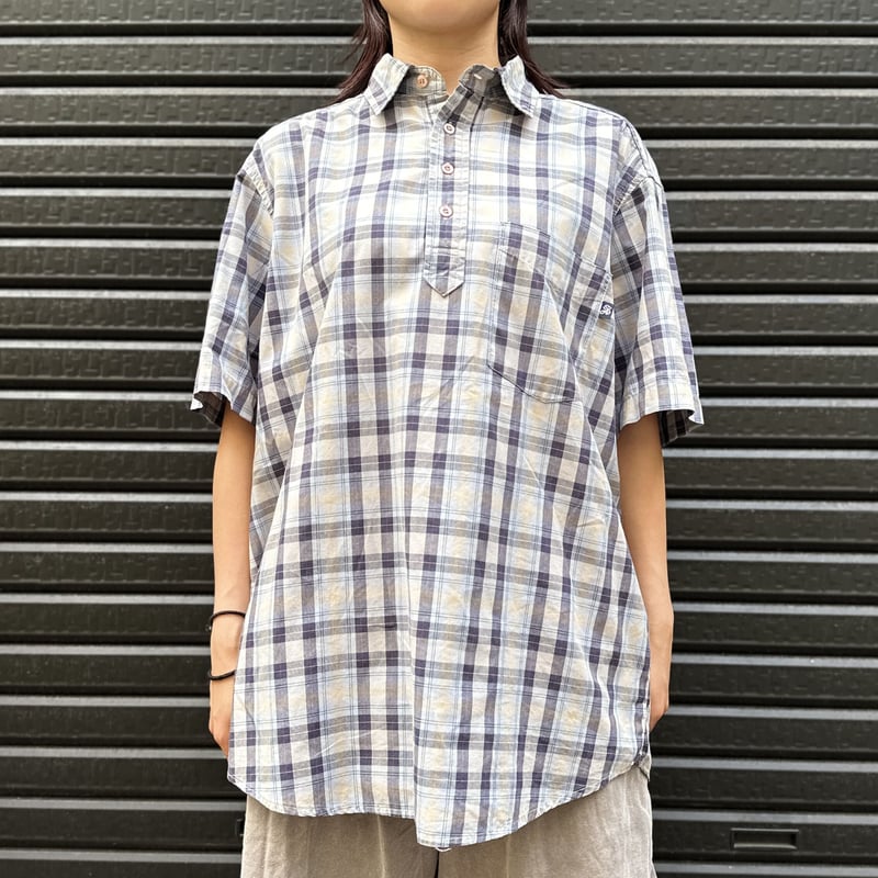 STUSSY/ステューシー プルオーバーチェック半袖シャツ 90年代 Made In 