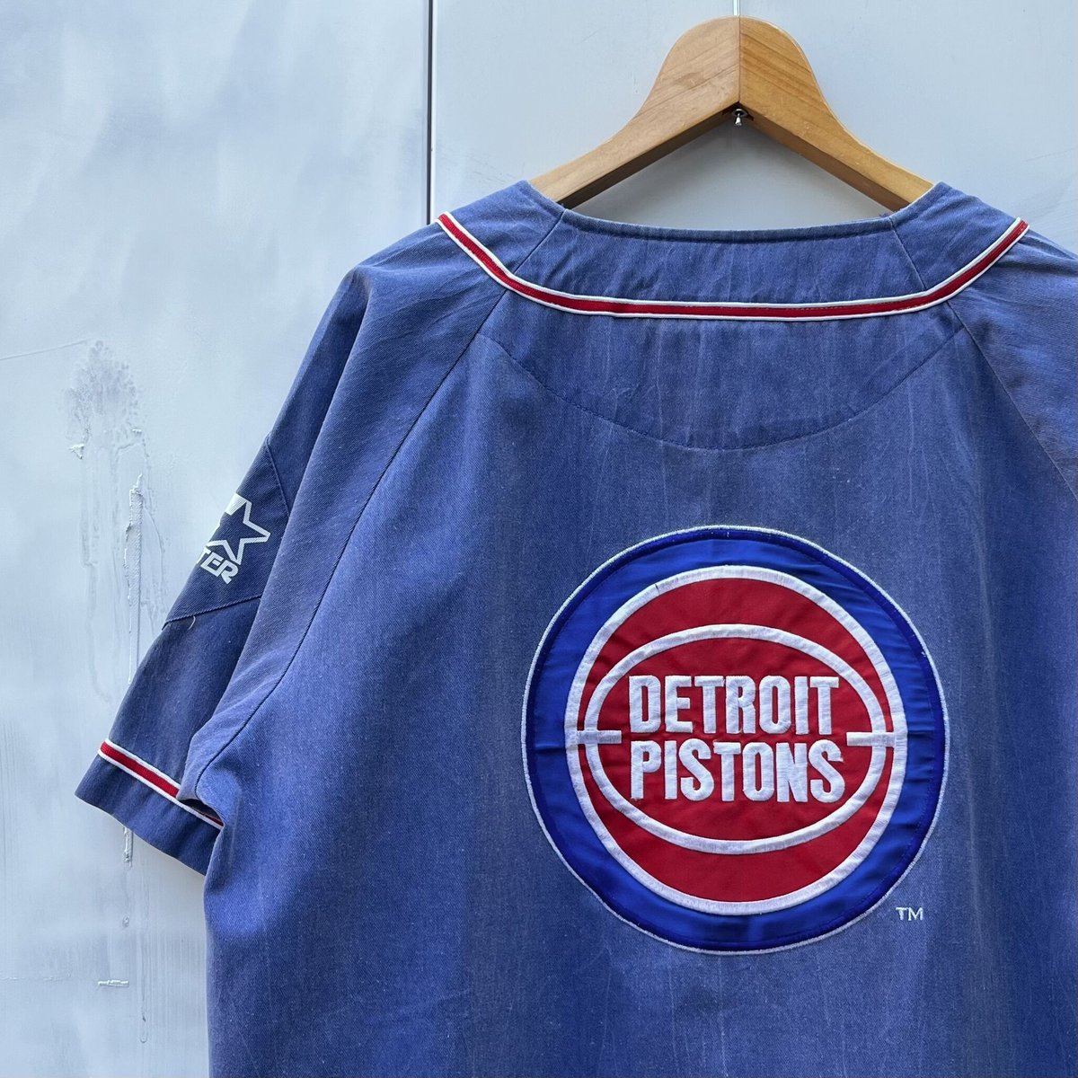 STARTER NBA PISTONS/スターター デトロイト ピストンズ ベースボールシャツ 90年代 (USED)