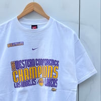 NIKE NBA LAKERS/ナイキ ロサンゼルス レイカーズ NBA WESTERN CONFERNCE CHAMPION Tシャツ 2002年 (USED)
