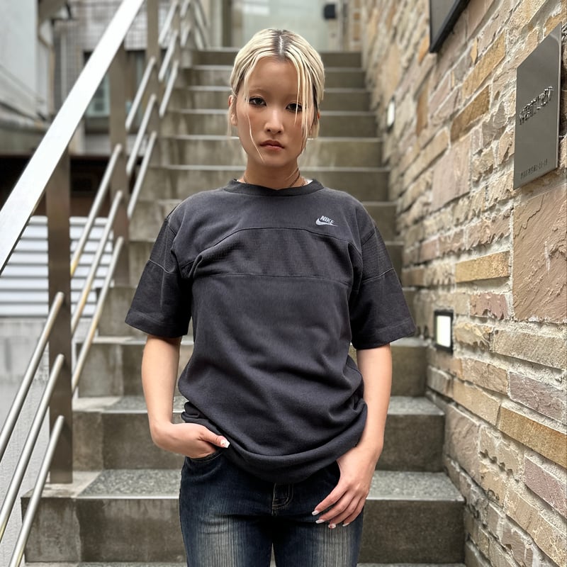 NIKE/ナイキ 切り替え フットボールTシャツ 80年代 紺タグ (USED NIKE/ナイキ 切り替え フットボールTシャツ 80年代 紺タグ (USED
