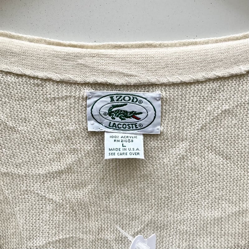 IZOD LACOSTE/アイゾッドラコステ アクリルカーディガン 90年前後 Made