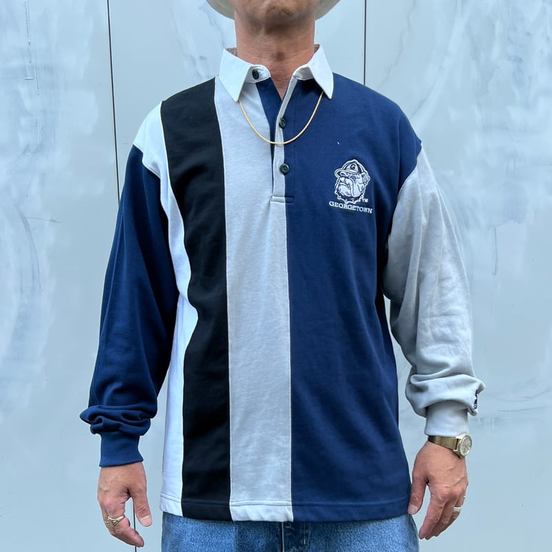 【希少】90s rugger shirt/ラガーシャツ 太ボーダー ネイビー 完売】 希少】90s rugger shirt/ラガーシャツ 太ボーダー
