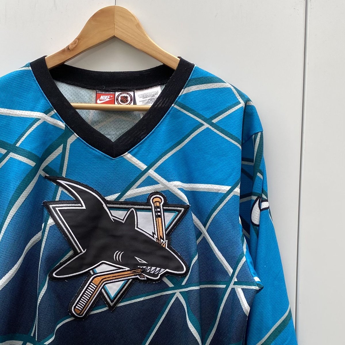 NIKE NHL SANJOSE SHARKS/ナイキ サンノゼシャークス メッシュ ホッケーシャツ 90年代 Made In USA (USED)