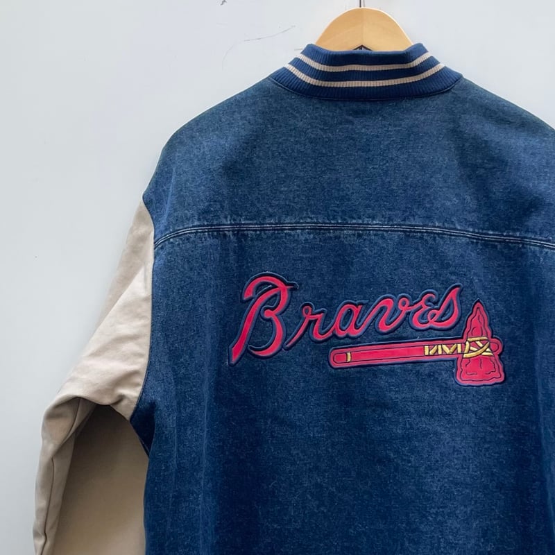MLB BRAVES/アトランタブレーブス ビッグロゴ デニムスタジャン
