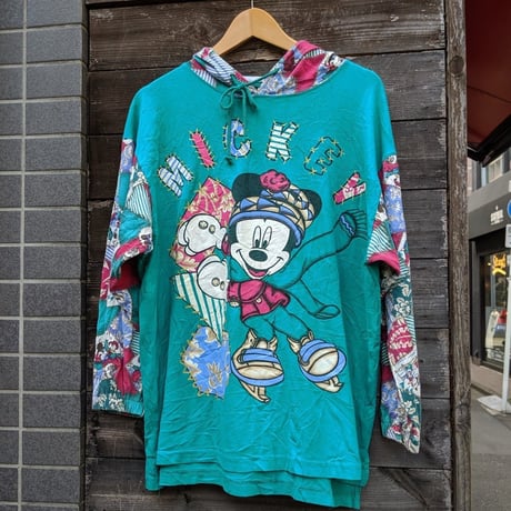 MICKEY UNLIMITED/ミッキー 柄切り替え 天竺パーカ 90年代 Made In USA (USED)