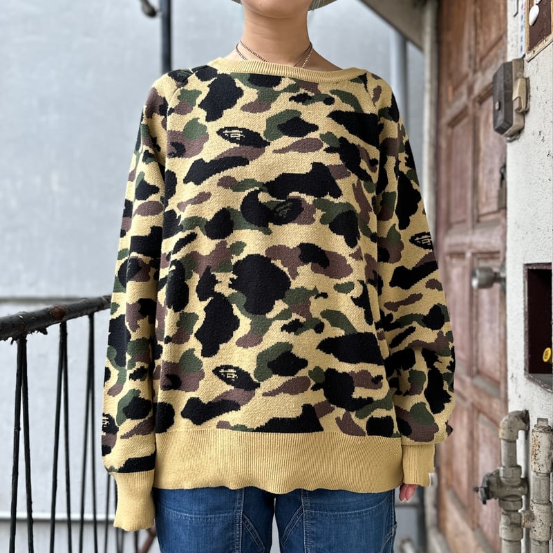 A BATHING APE/アベイシングエイプ エイプカモニットセーター 90年代 