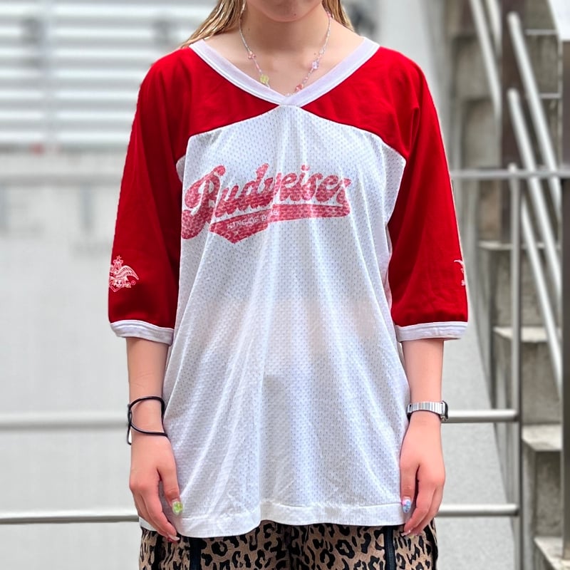 BUDWEISER/バドワイザー メッシュフットボールTシャツ 90年前後 BUDWEISER/バドワイザー メッシュフットボールTシャツ 90年前後