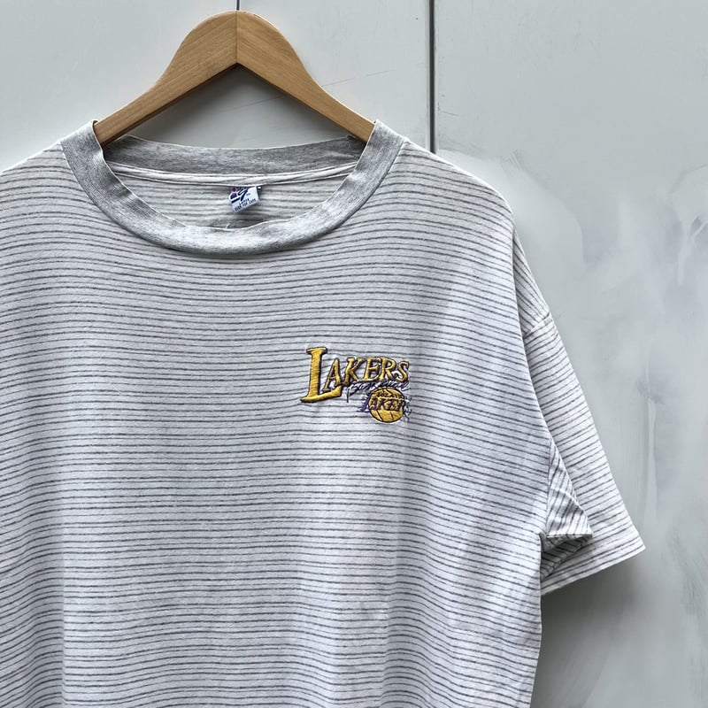 NBA LAKERS 刺繍ロゴ バックプリント Lサイズ ブラック 長袖 - スウェット