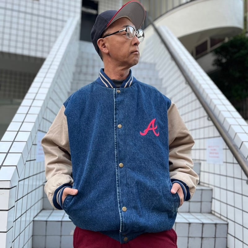 MLB BRAVES/アトランタブレーブス ビッグロゴ デニムスタジャン