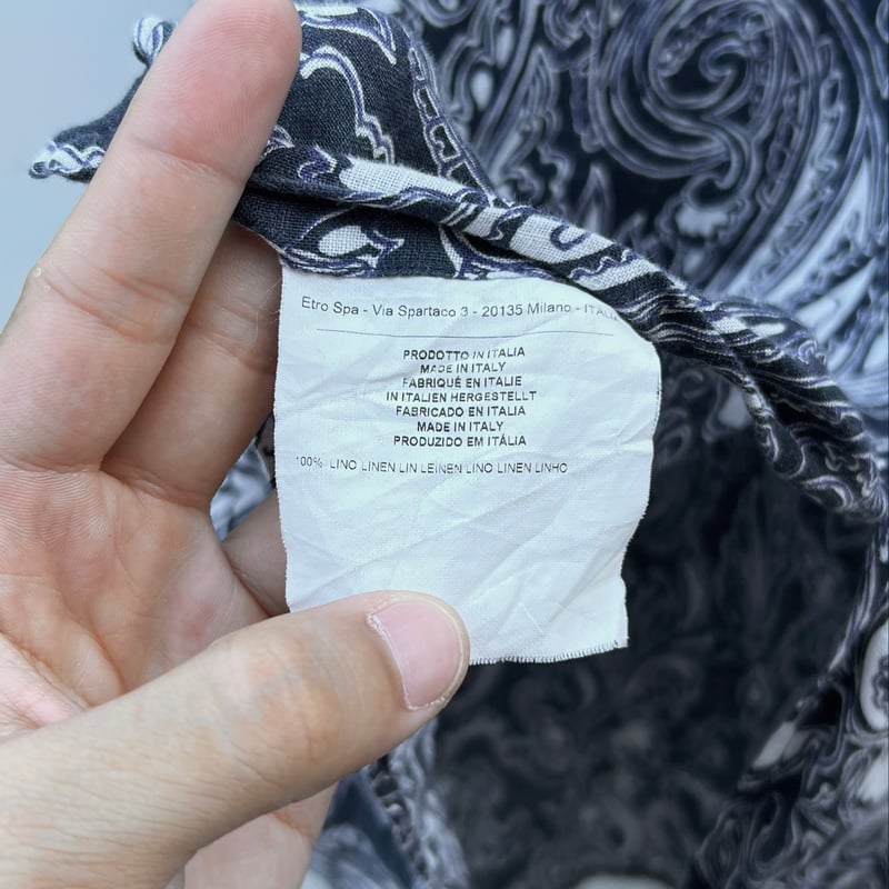 ETRO 総柄 Tシャツ 40 イタリア製 ETRO/エトロ リネン 総柄シャツ 13年？ Made in ITALY (USED) |