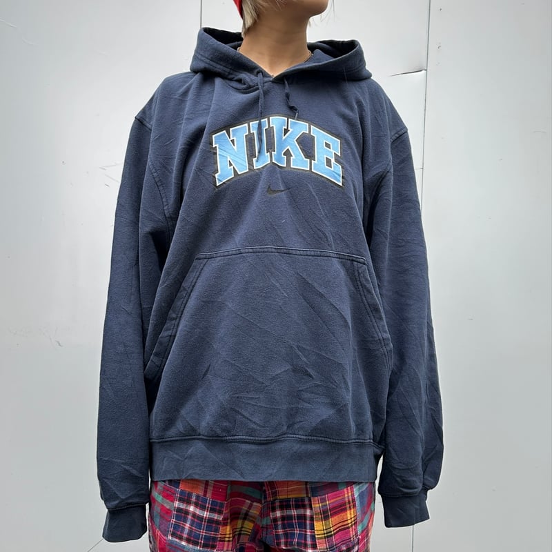 NIKE/ナイキ ビッグロゴ フードスウェット 00年代 (USED