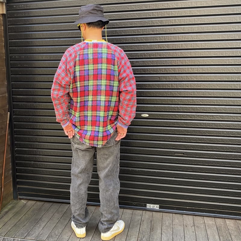 イタリア製 80s 90s 変形 リネンシャツ ノーカラー ヨーロッパ O.T.T.O/オーティーティーオー リメイク ノーカラーシャツ 90