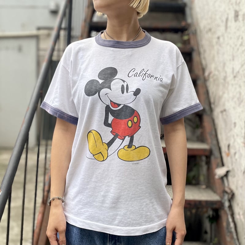 90s velva sheen ミッキー リンガーTシャツ　ディズニー