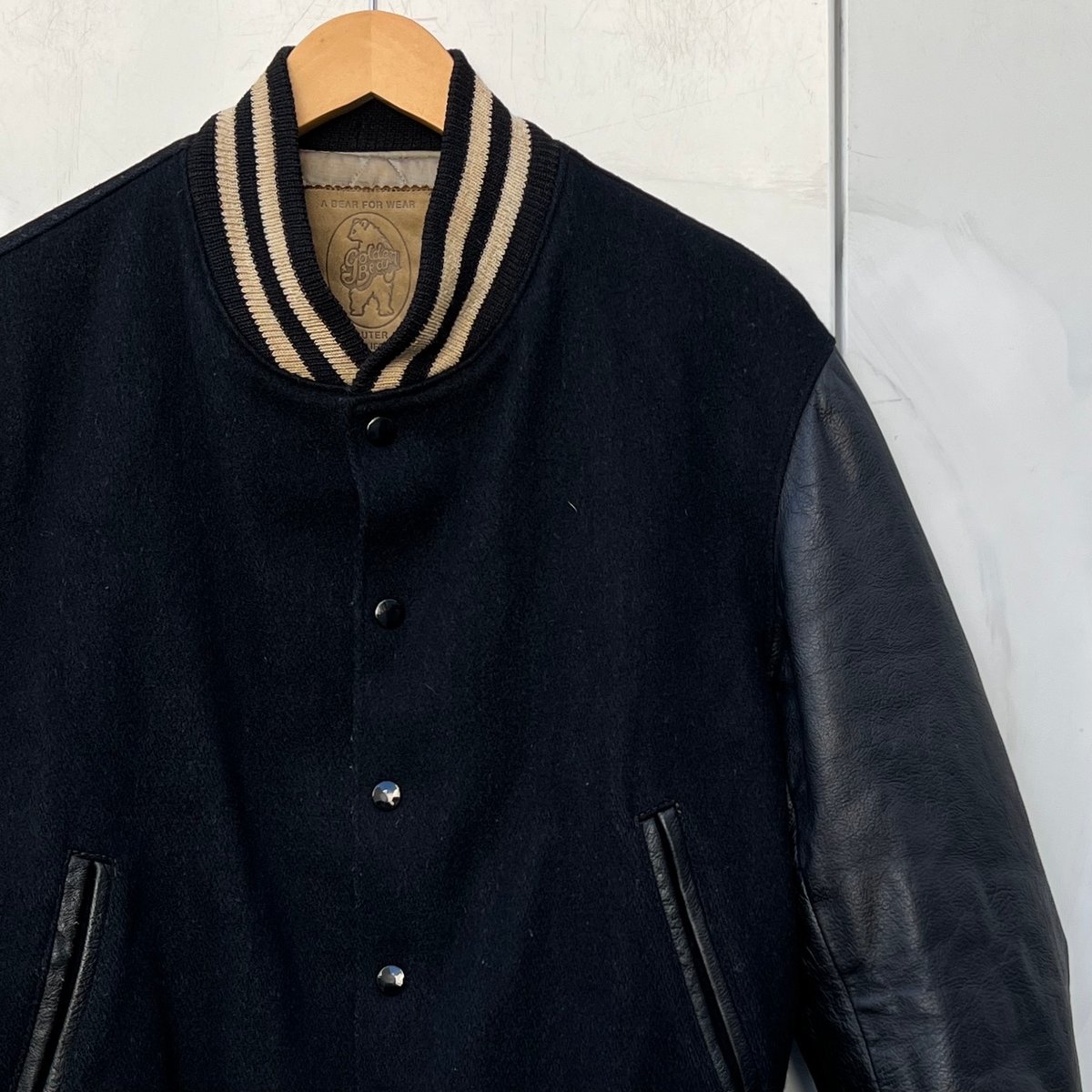 GOLDEN BEAR/ゴールデンベアー 袖レザースタジャン 90年代 Made GOLDEN BEAR/ゴールデンベアー 袖レザースタジャン 90年代 Made