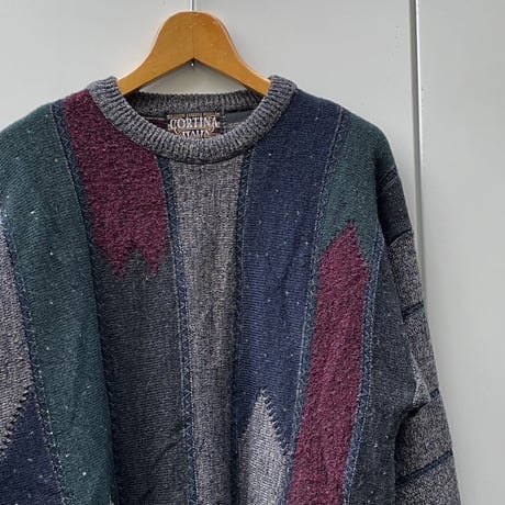 CORTINA/コルティナ ジャガード柄セーター 90年代 Made In ITALY (USED)