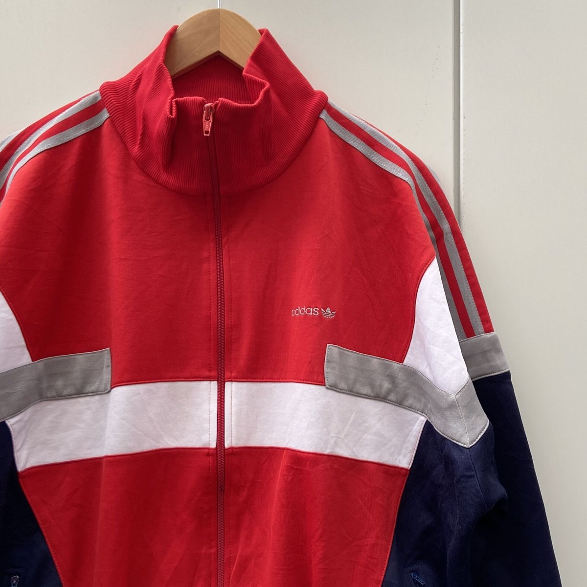 adidas ジャージ　トップス　ホワイト　90s 80s adidas/アディダス 切り替えジャージトップス 90年前後 (USED