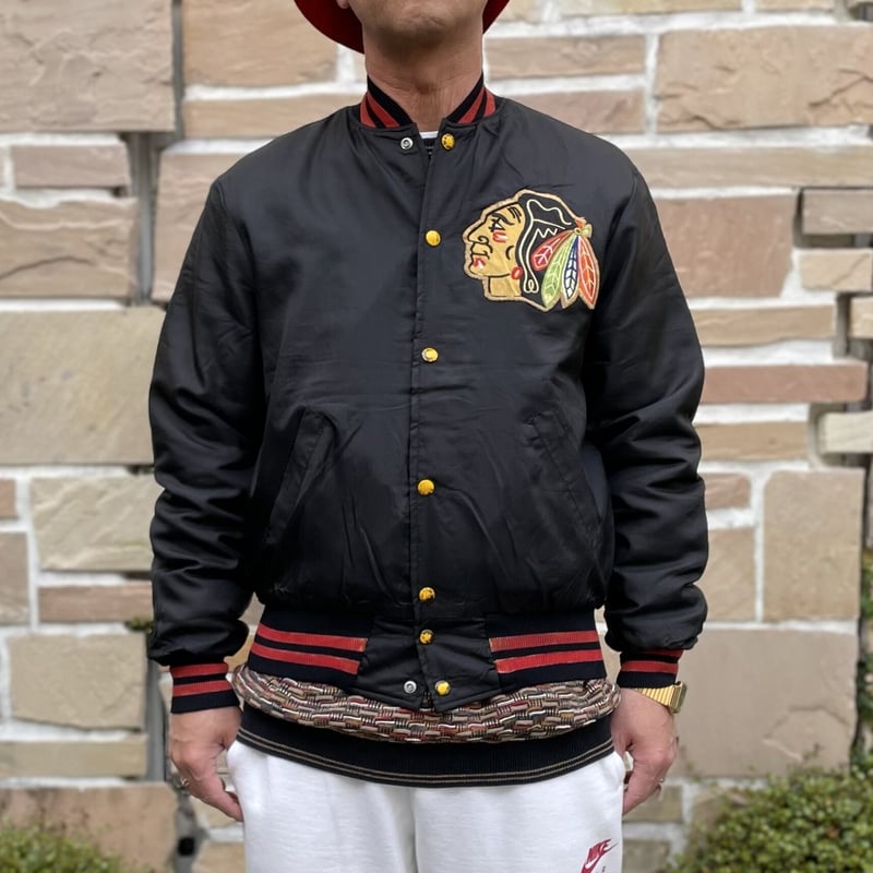 スタジャンvintage スタジャン レザー Chicago Blackhawks XXL