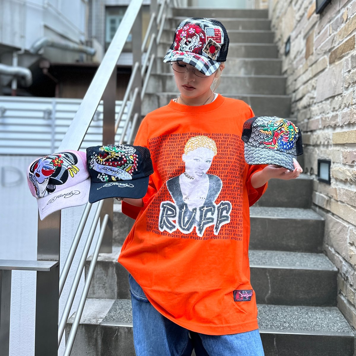 レア Ed Hardy エドハーディー ラビット メッシュ キャップ Y2K