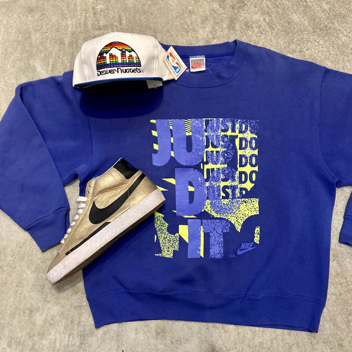NIKE/ナイキ JUST DO ITロゴスウェット 90年前後 銀タグ Made In NIKE/ナイキ JUST DO ITロゴスウェット 90年前後 銀タグ Made In