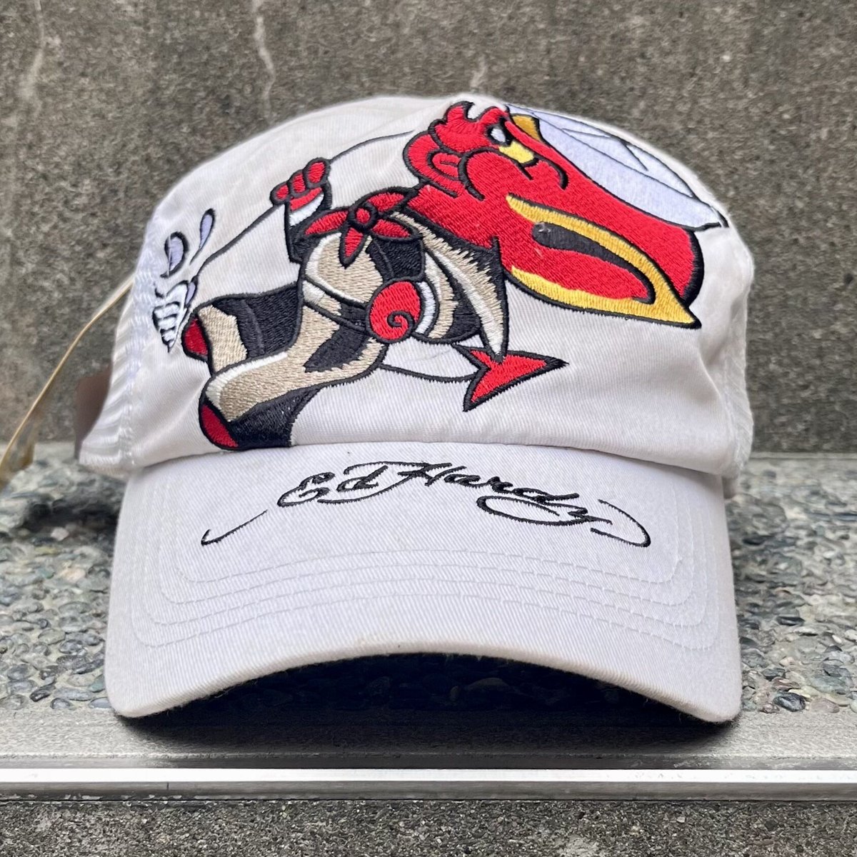 希少 Y2K Ed hardy 刺繍 デニムメッシュキャップ ラビット