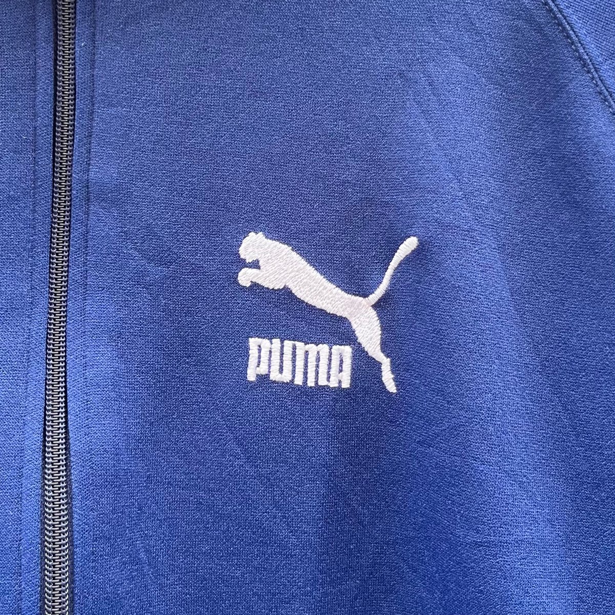 80s　PUMA　ドイツ軍　トレーニングトラックジャケット　両面ロゴ　フロッキー 80's プーマ トラックジャケット フロッキープリント | 古着屋mills