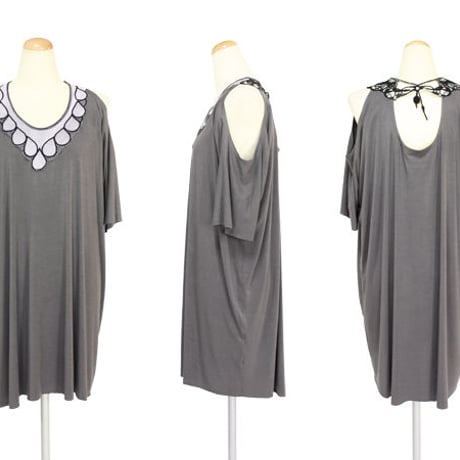 mine/マイン - ティアドロップ オープンショルダー チュニック 【セール】【東ロンドン】【イギリス】【UK】【TOPSHOP】【絵本】【付け襟デザイン】【装苑掲載ブランド】
