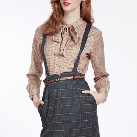 MissPatina/ミスパティーナ-Embrace Me Dungarees 肩ひも付きタータンチェック・ペンシルスカート(グリーン) 【セール】【ロンドン】【TOPSHOP】【テイラースウィフト】