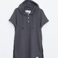 Profound Aesthetic / プロファウンド・エステティック - オーバーサイズ・フーデッド・ヘンリーネックTシャツ (ガンメタル・グレー) 【ジャスティンビーバー】【セール】