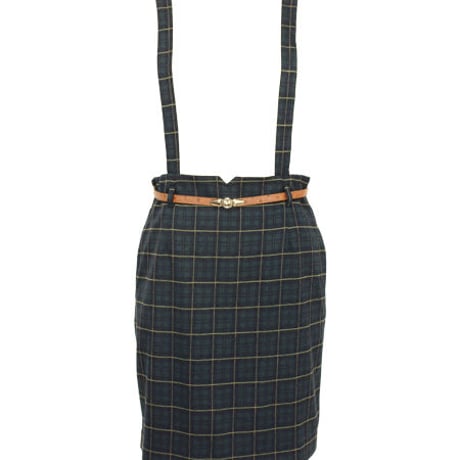 MissPatina/ミスパティーナ-Embrace Me Dungarees 肩ひも付きタータンチェック・ペンシルスカート(グリーン) 【セール】【ロンドン】【TOPSHOP】【テイラースウィフト】