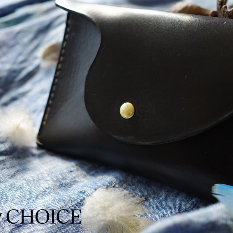 イタリアンオイルバケッタレザー・ミニマム財布（黒） | 時を刻む革