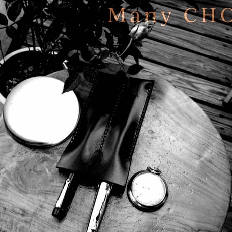 革の宝石ルガトー・2本差しペンケース（紺）
