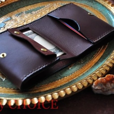イタリアンバケッタ・ミネルバリスシオ・革新のプエブロ・コンパクト２つ折り財布（ショコラ）