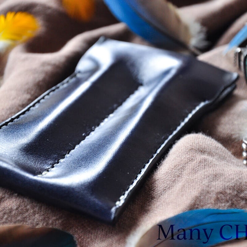 革の宝石ルガトー・2本差しペンケース（紺） | 時を刻む革小物