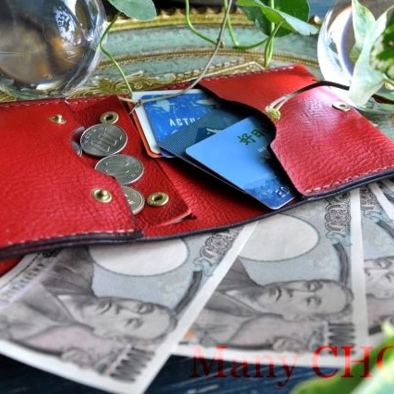 イタリアンオイルレザーアリゾナ・コンパクト2つ折り財布（マルボロ