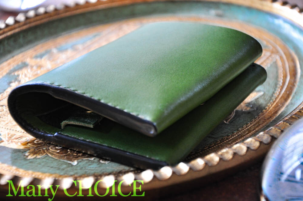 イタリアンバケッタ・エルバマット・コンパクト2つ折り財布（グリーン