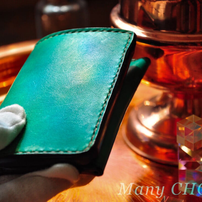 EUヌメ革・名刺入れ（手染めグリーン） | 時を刻む革小物Many CHOICE