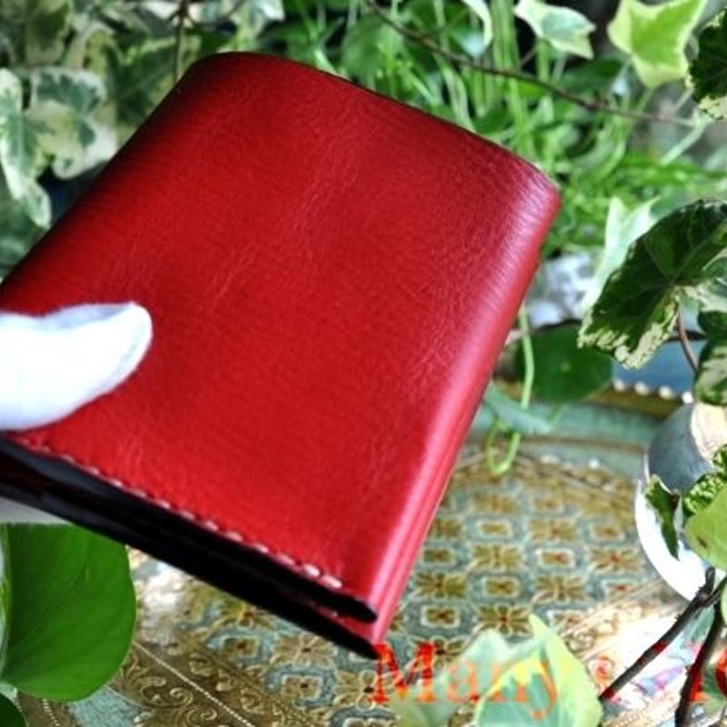 イタリアンオイルレザーアリゾナ・コンパクト2つ折り財布（マルボロ