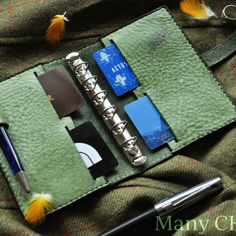 M5手帳 イタリア アラスカレザー コバルトブルー お財布手帳