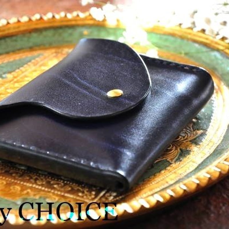 革の宝石ルガトー・ミニマム財布（紺×茶×黒） | 時を刻む革小物Many CHOICE