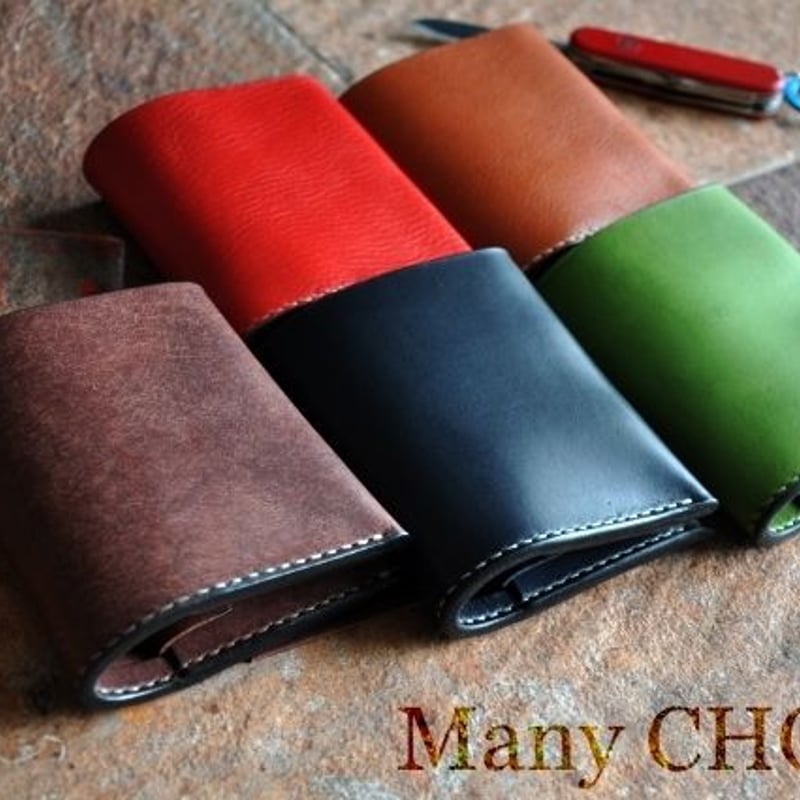 やみつきエルクのコンパクト2つ折り財布（焦げ茶） | 時を刻む革小物