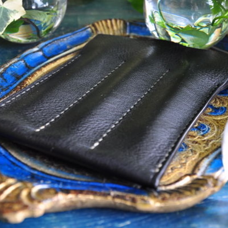 イタリアンオイルレザー・アリゾナ・3本差しペンケース（黒） | 時を